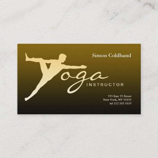 Customizable Yoga Instructor Business Card Gold Brown