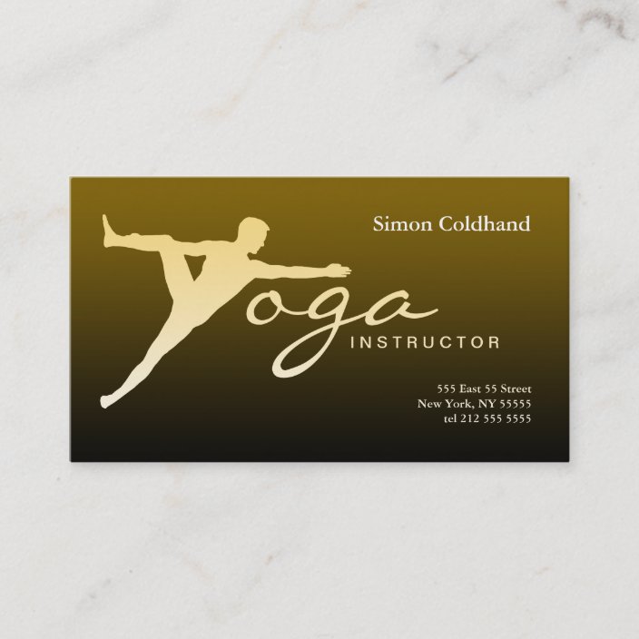 Yoga Instructor Business Card Gold Brown 