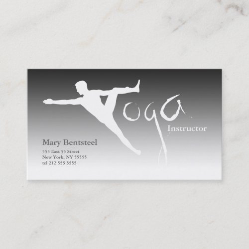 Yoga Instructor Business Card Grey Silver