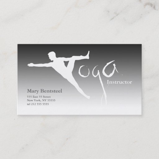 Customizable Yoga Instructor Business Card Grey Silver