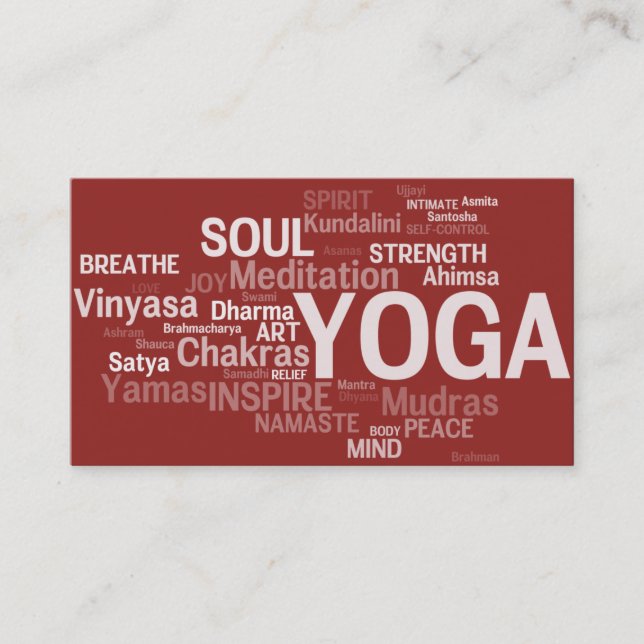 YOGA Instructor Business Card - Yoga Words (Front)