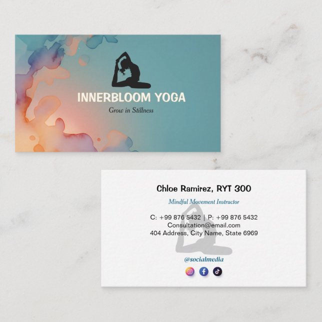 Yoga Instructor Business | Lava Energy Business Card (Front/Back)