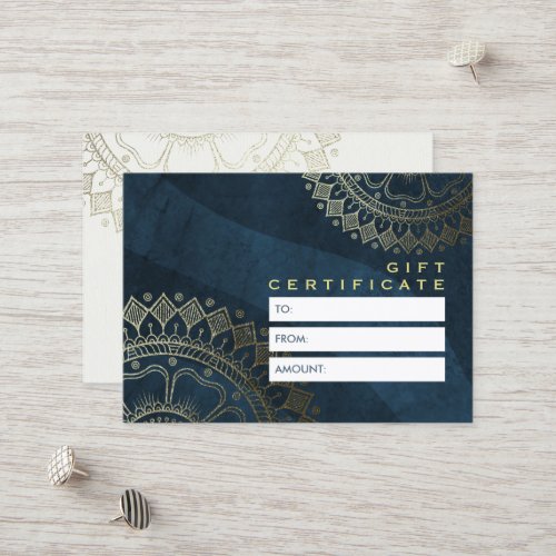 Yoga Instructor Chic Gold Mandala Gift Certificate