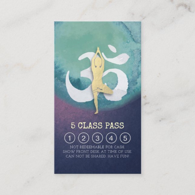Yoga Instructor Class Pass Meditation Pose OM Sign Loyalty Card (Front)
