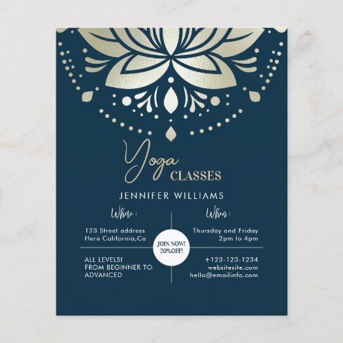 Yoga Instructor Classes Gold Lotus Mandala Flower Flyer