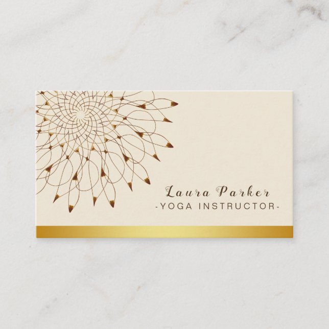 Yoga Instructor Classic Mandala Lotus Floral Business Card (Front)