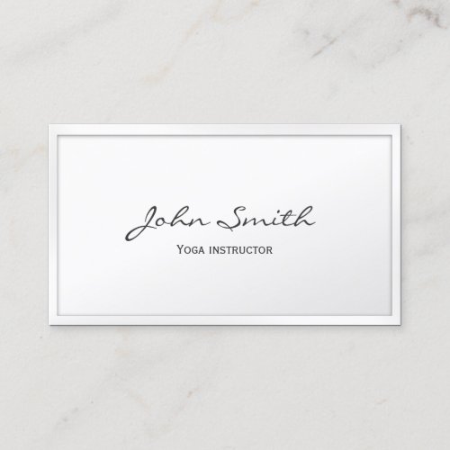 Classy White Border Yoga instructor Business Card