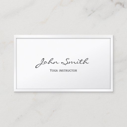 Customizable Classy White Border Yoga instructor Business Card