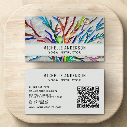 Yoga Instructor Colorful Modern QR Code Business Card