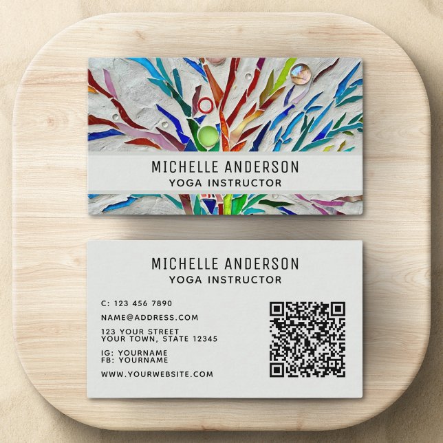 Yoga Instructor Colorful Modern QR Code Business Card (Creator Uploaded)