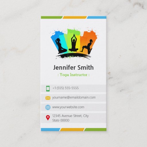 Customizable YOGA Instructor - Creative Colorful Double-Sided Standard Business Cards (Pack Of 100)