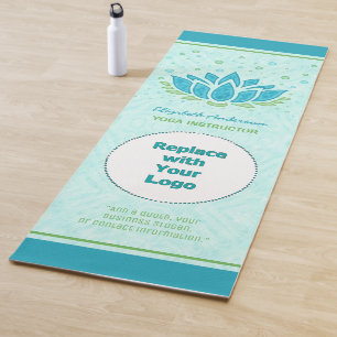 Yoga Instructor Custom Logo Name Lotus Flower Yoga Mat