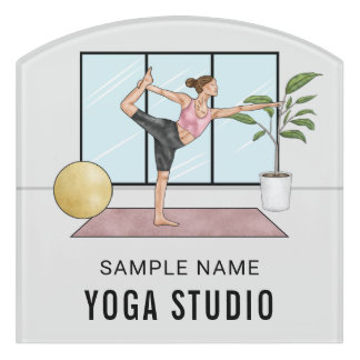 Yoga Instructor Dancer Pose Custom Yoga Studio Door Sign