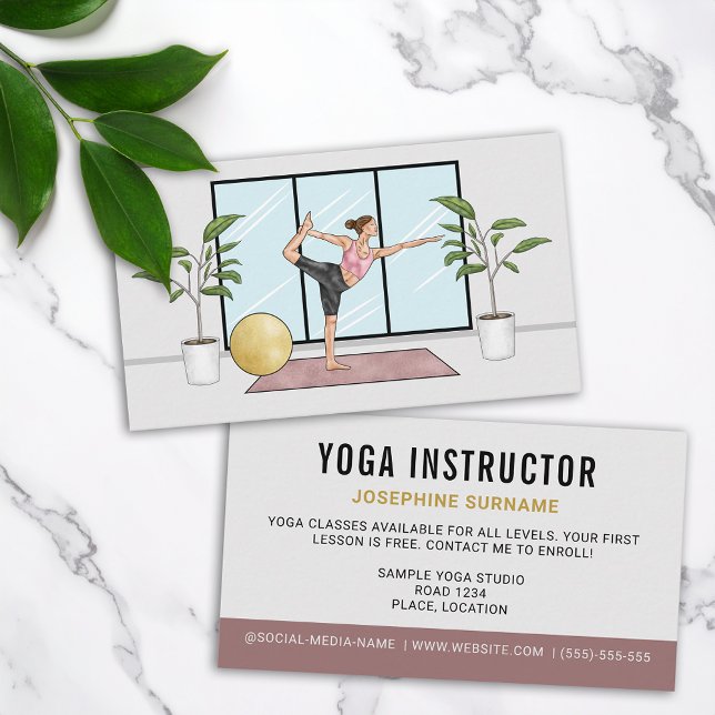Yoga Instructor Dancer Pose Meditation Teacher Business Card (Creator Uploaded)