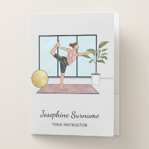 Yoga Instructor Dancer Pose Teacher Custom Name Pocket Folder