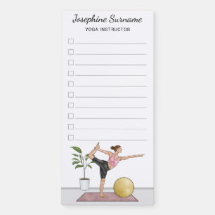Yoga Instructor Dancer Pose Trainer Checklist Magnetic Notepad
