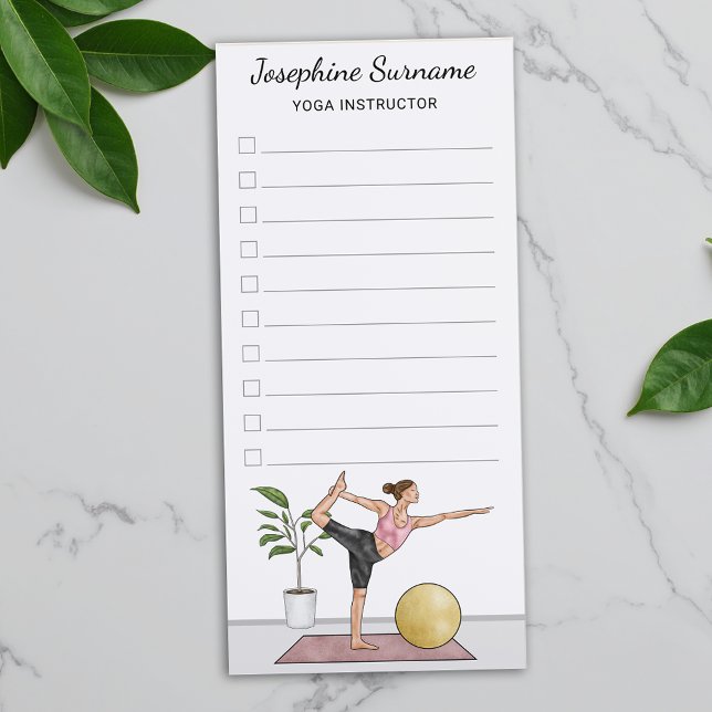 Yoga Instructor Dancer Pose Trainer Checklist Magnetic Notepad (Creator Uploaded)