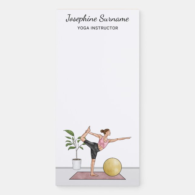 Yoga Instructor Dancer Pose Trainer Custom Name Magnetic Notepad (Front)