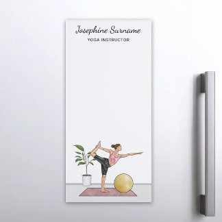 Yoga Instructor Dancer Pose Trainer Custom Name Magnetic Notepad
