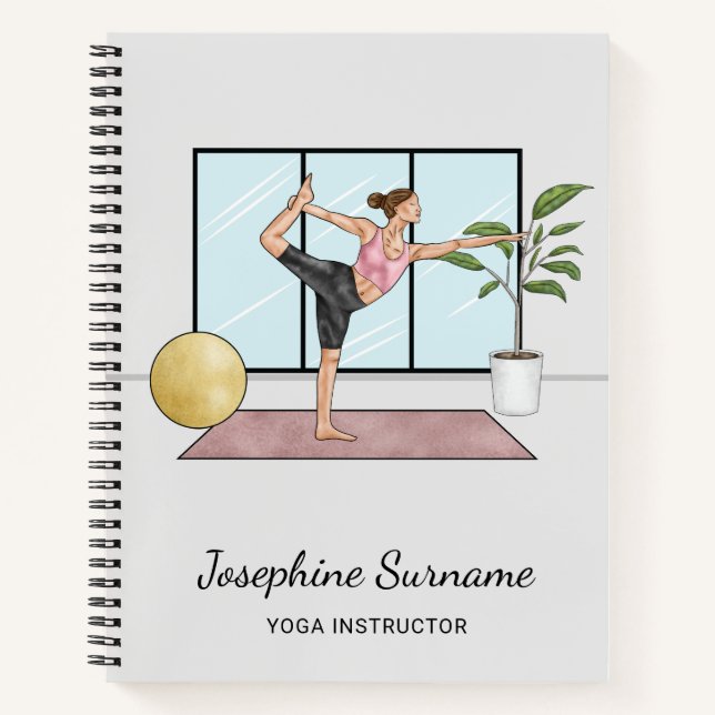 Yoga Instructor Dancer Pose Trainer Personal Name Notebook (Front)
