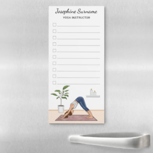 Yoga Instructor Downward-facing Dog Pose Checklist Magnetic Notepad