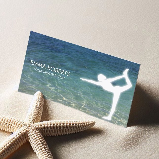 Yoga Instructor Elegant Blue Ocean Business Card (Creator Uploaded)