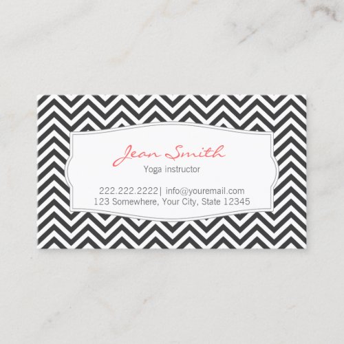 Dark Chevron Stripes Yoga instructor Business Card