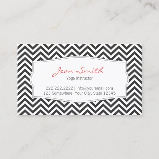 Customizable Dark Chevron Stripes Yoga instructor Business Card