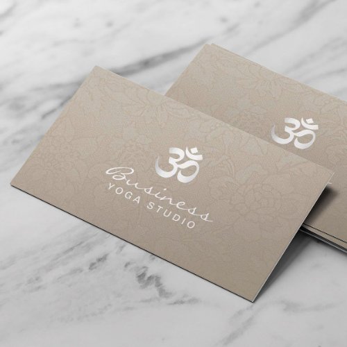 Yoga Instructor Elegant Cream Floral Business Card