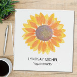 Yoga Instructor Floral 3 Ring Binder<br><div class="desc">This simple and elegant binder is decorated with a yellow watercolor sunflower.
Easily customizable.
Click Customize Further to edit font,  font size,  or color.
Because we create our artwork you won't find this exact image from other designers.
Original Watercolor © Michele Davies.</div>
