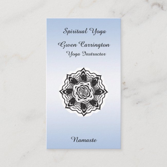 Yoga Instructor Floral Mandala Blue Business Card