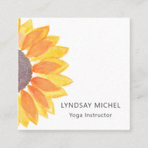 Yoga Instructor Floral Square Business Card
