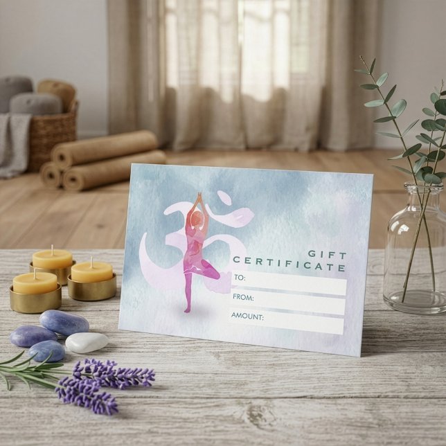 YOGA Instructor Gift Certificate Elegant Om Symbol (Creator Uploaded)
