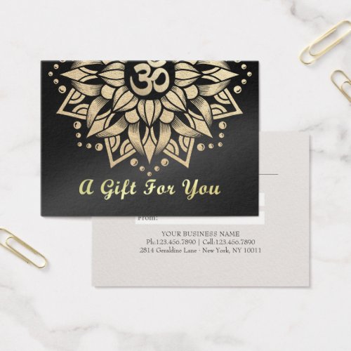 YOGA Instructor Gift Certificate Gold Mandala Om