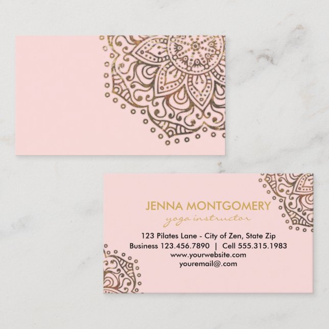 Yoga Instructor Gold  | Abstract Floral Mandala Business Card (Front/Back)