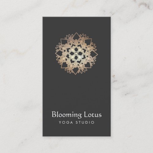 Yoga Instructor Gold Lotus Black Business Card