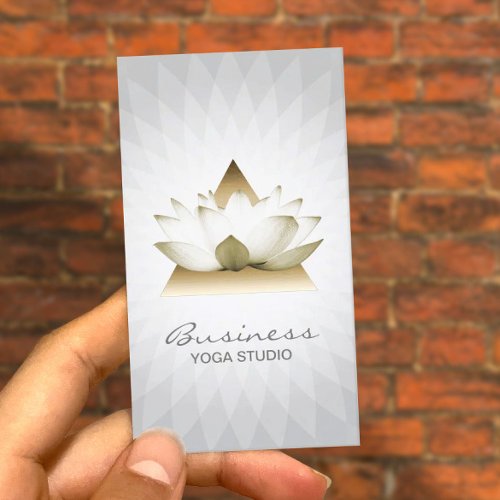 Yoga Instructor Gold Lotus Logo Modern Geometric Business Card