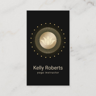 Yoga Instructor Gold Lotus Logo Wellness Spa Business Card