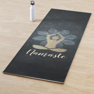 Yoga Instructor Gold Meditation Pose Mandala Sign Mat
