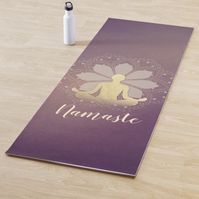Yoga Instructor Gold Meditation Pose Mandala Sign Yoga Mat (In Situ)