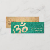 Yoga Instructor Gold Om Symbol Elegant Teal Mini Business Card (Front/Back)