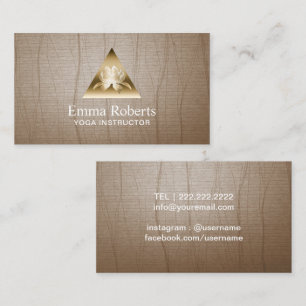 Yoga Instructor Gold Triangle Lotus Logo Vintage Business Card