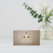 Yoga Instructor Gold Triangle Lotus Logo Vintage Business Card (Standing Front)