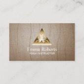 Yoga Instructor Gold Triangle Lotus Logo Vintage Business Card (Front)