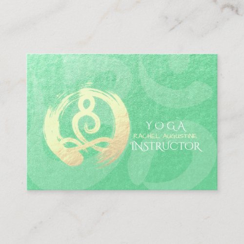 Yoga Instructor Green Gold Meditation Pose ZEN OM Appointment Card