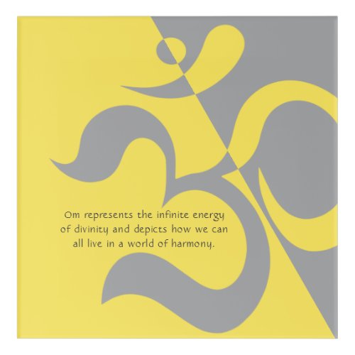 Yoga Instructor Illuminating Yellow Gray OM Quotes Acrylic Print
