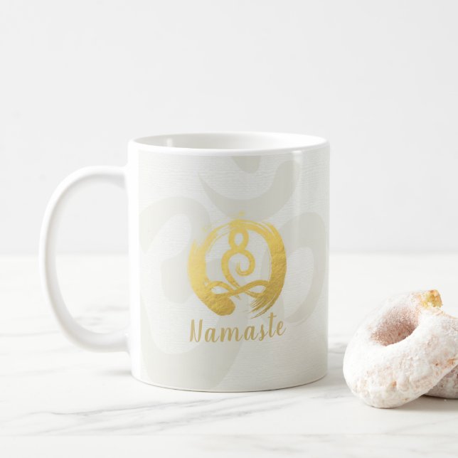 Yoga Instructor Life Coach Meditation Pose Zen OM Coffee Mug (With Donut)