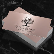 Yoga Instructor Life Coach Tree Logo Rose Gold Business Card at Zazzle