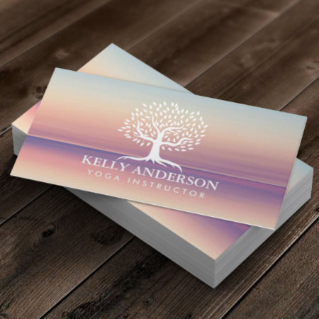 Yoga Instructor Life Coach Vintage Tree Classy Business Card