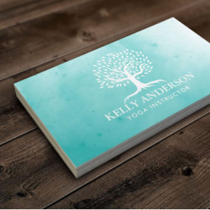 Yoga Instructor Life Coach Vintage Tree Watercolor Business Card